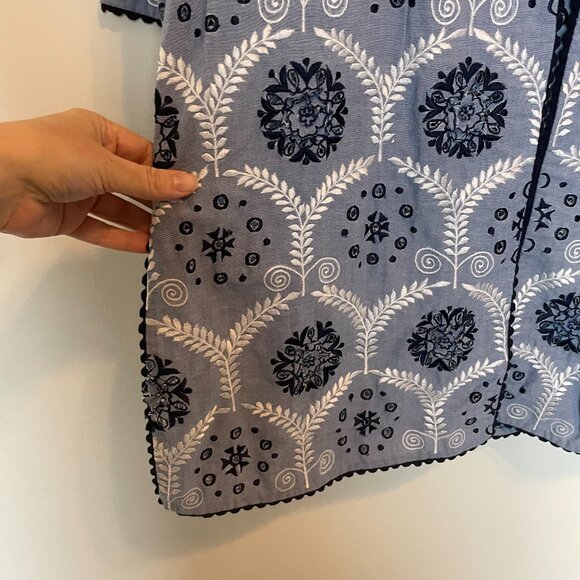 RUNGOLEE Francois Floral Embroidered Chambray Lightweight Jacket \\ L - Picture 6 of 11